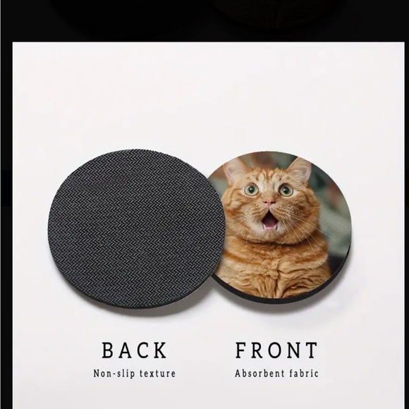 Cat Car Coasters - Orange Tabby Design - Picture 3 of 5